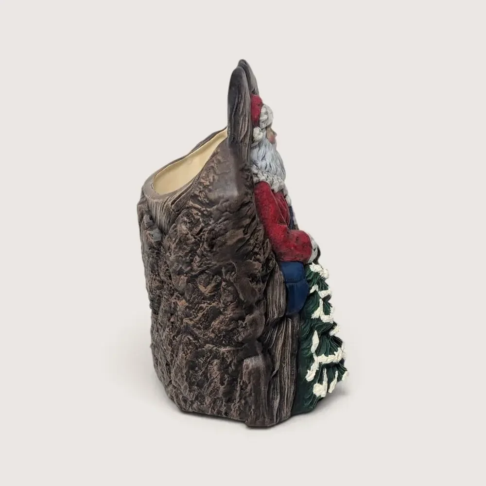 Vintage Old World Santa With Tree Ceramic Vase